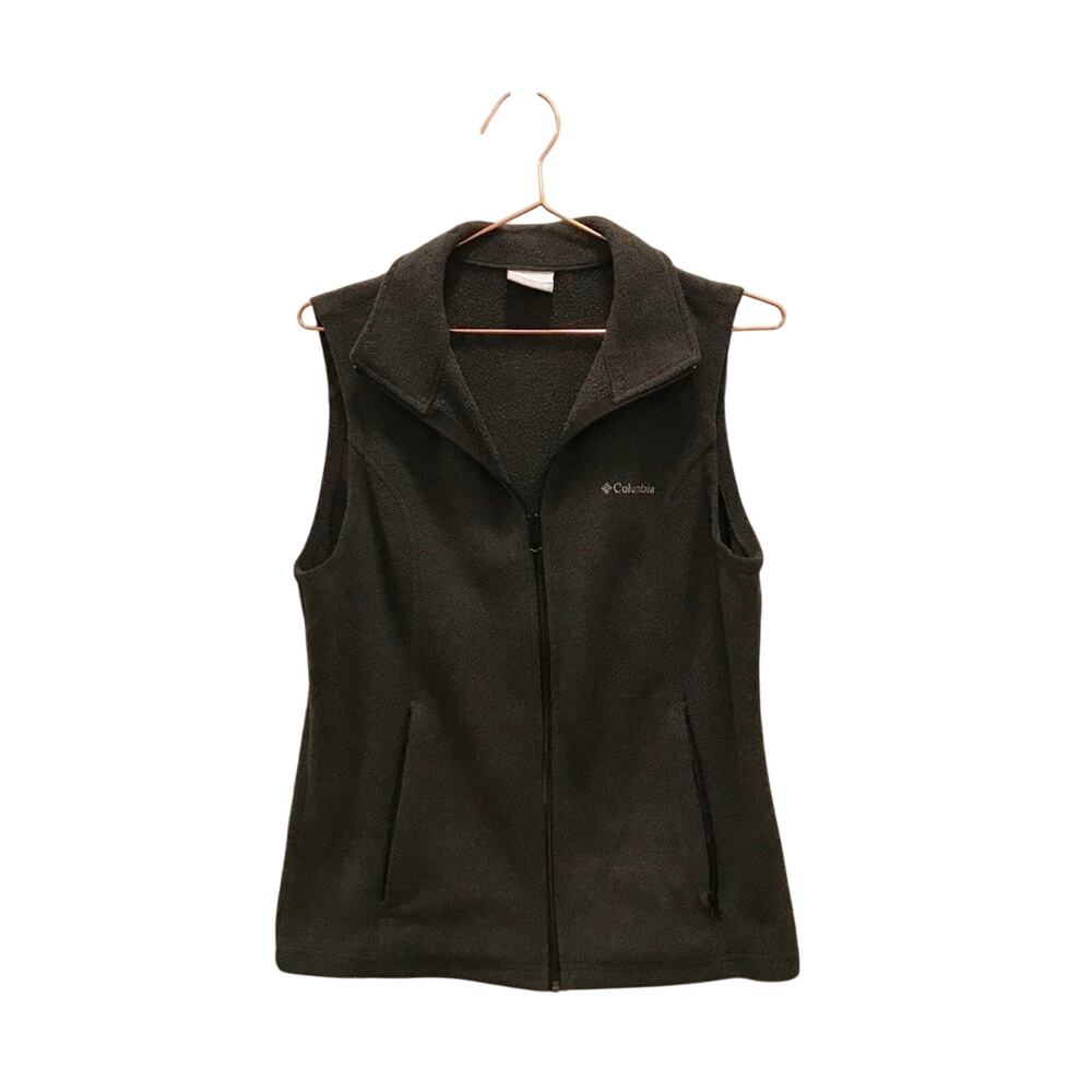 Columbia dark gray fleece zip up vest size medium zip pockets